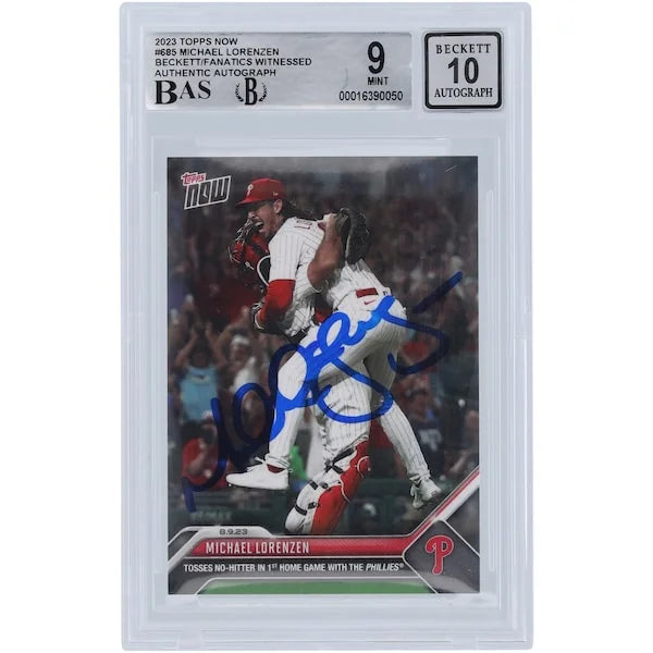 Michael Lorenzen Signed 2023 Topps Now No-Hitter #685 Card | Beckett Authenticated