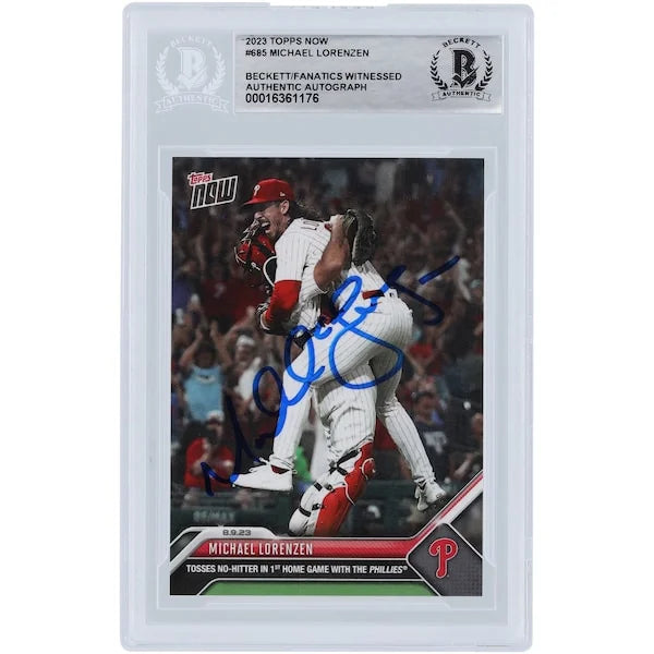 Michael Lorenzen Signed 2023 Topps Now No-Hitter Card #685 | Beckett Authenticated