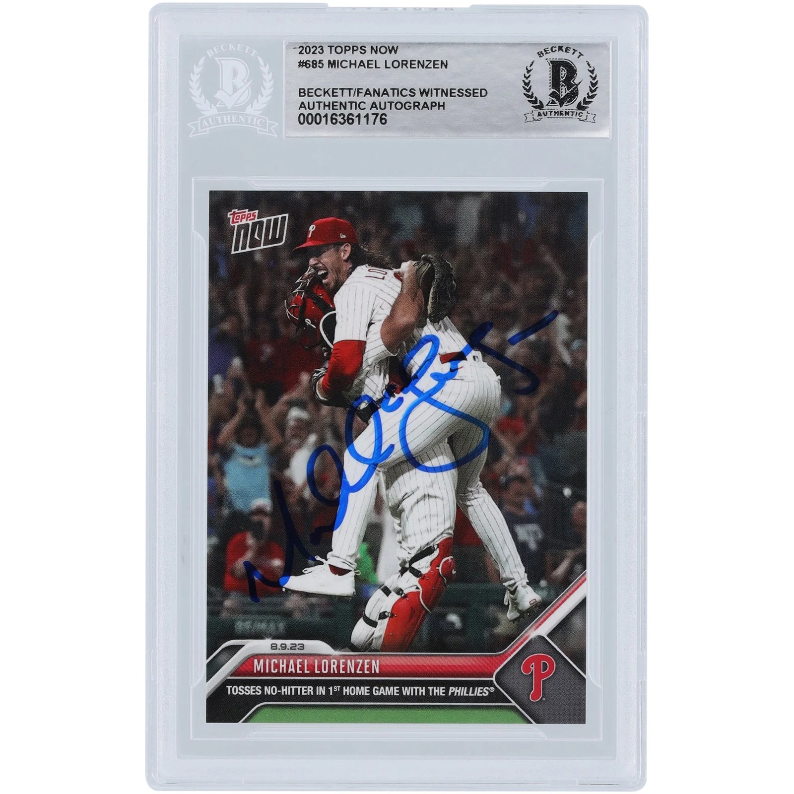 Michael Lorenzen Signed 2023 Topps Now No-Hitter Card #685 | Beckett Authenticated
