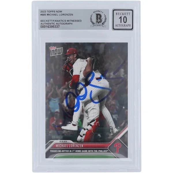 Michael Lorenzen Signed 2023 Topps Now No-Hitter Card #685 | Graded 10