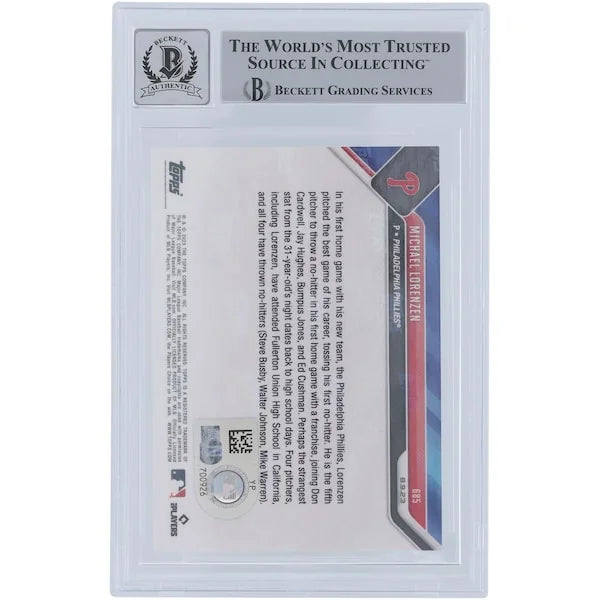Michael Lorenzen Signed 2023 Topps Now No-Hitter Card #685 | Graded 10