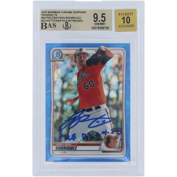 Grayson Rodriguez Signed 2020 Bowman Chrome Prospects Sapphire Card | Graded 9.5