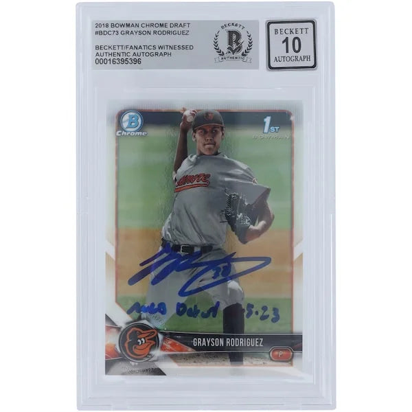 Grayson Rodriguez Signed 2018 Bowman Draft Chrome #BDC-73 | MLB Debut Inscription