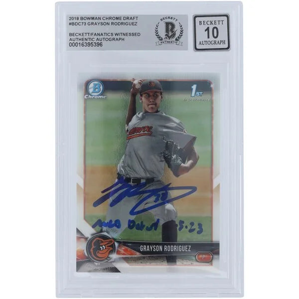 Grayson Rodriguez Signed 2018 Bowman Draft Chrome #BDC-73 | MLB Debut Inscription