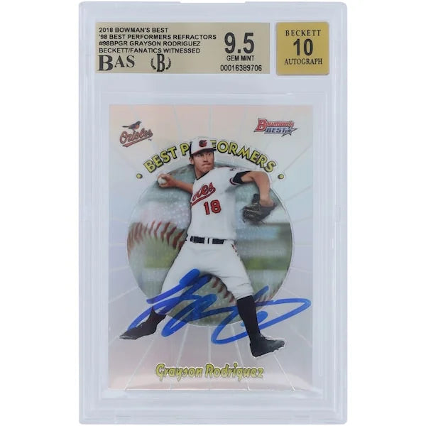 Grayson Rodriguez Signed 2018 Bowman's Best Refractor | Beckett 9.5