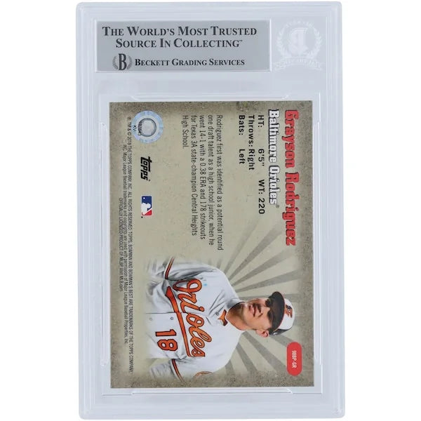 Grayson Rodriguez Baltimore Orioles Autographed 2018 Bowman's Best 98 Best Performers Refractors #98BP-GR Beckett Fanatics Witnessed Authenticated Card - F2