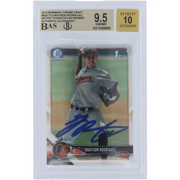 Grayson Rodriguez Signed 2018 Bowman Draft Chrome #BDC-73 | Beckett 9.5