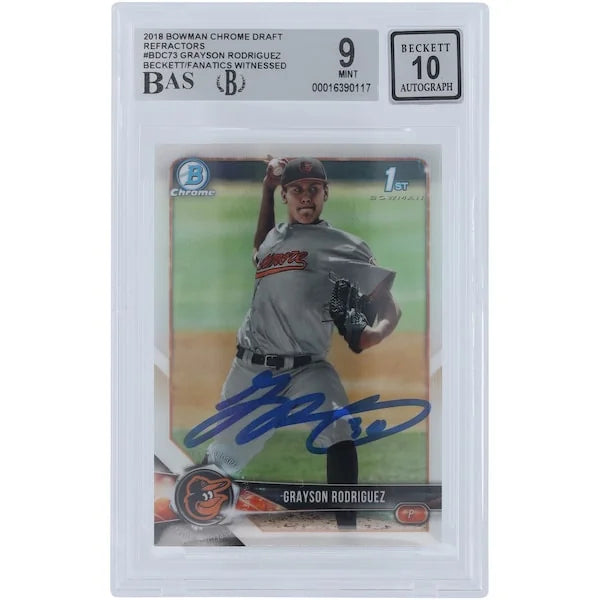 Grayson Rodriguez Signed 2018 Bowman Draft Chrome Refractor #BDC-73 | Beckett Authenticate