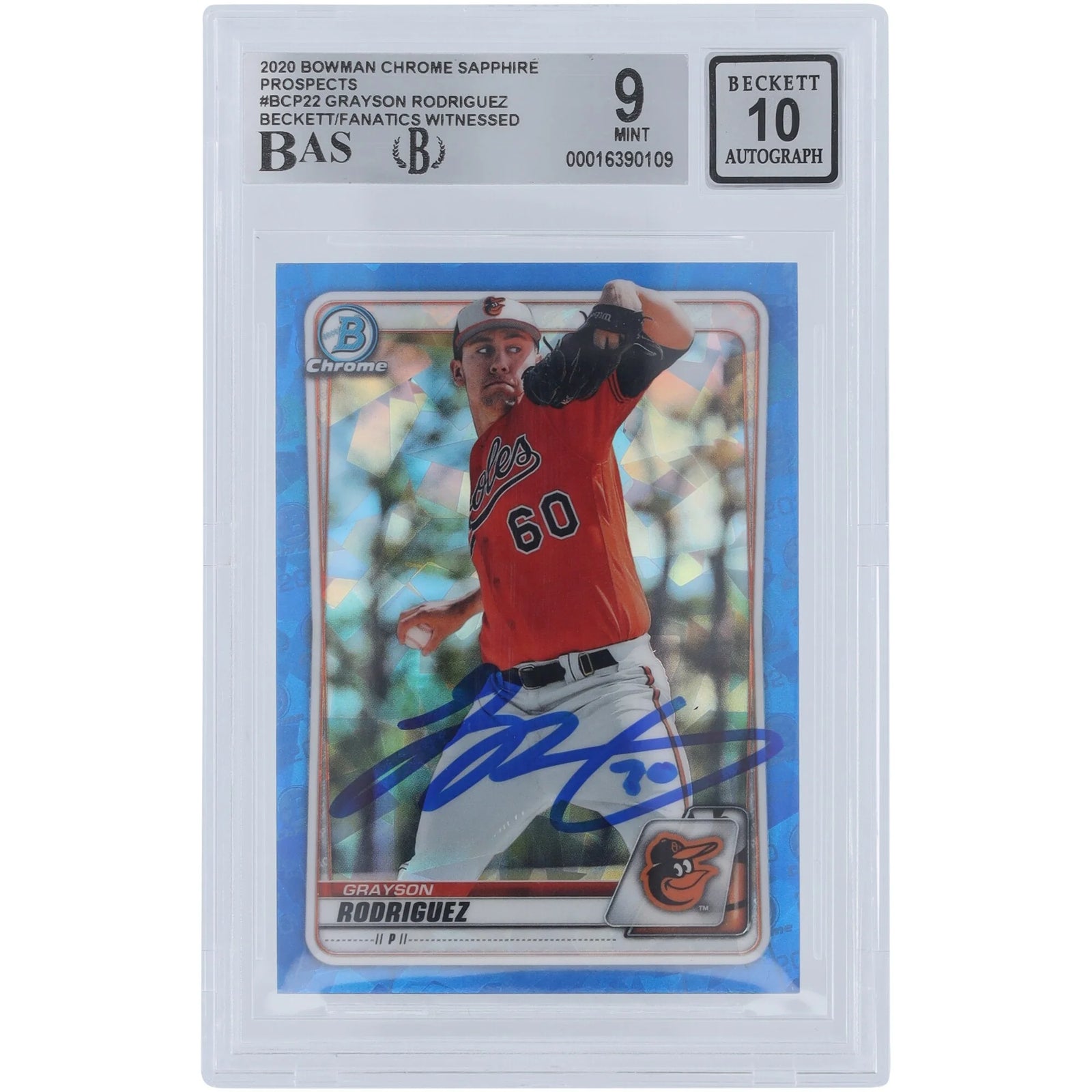 Grayson Rodriguez Signed 2020 Bowman Chrome Prospects Sapphire #BCP-22 | Beckett Authentic