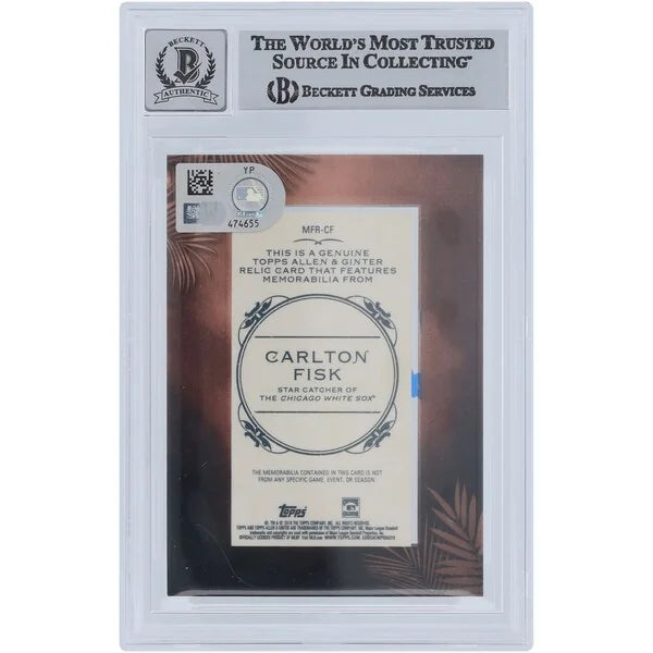 Carlton Fisk Signed 2019 Topps Allen & Ginter Mini Card | Beckett Authenticated 9/10