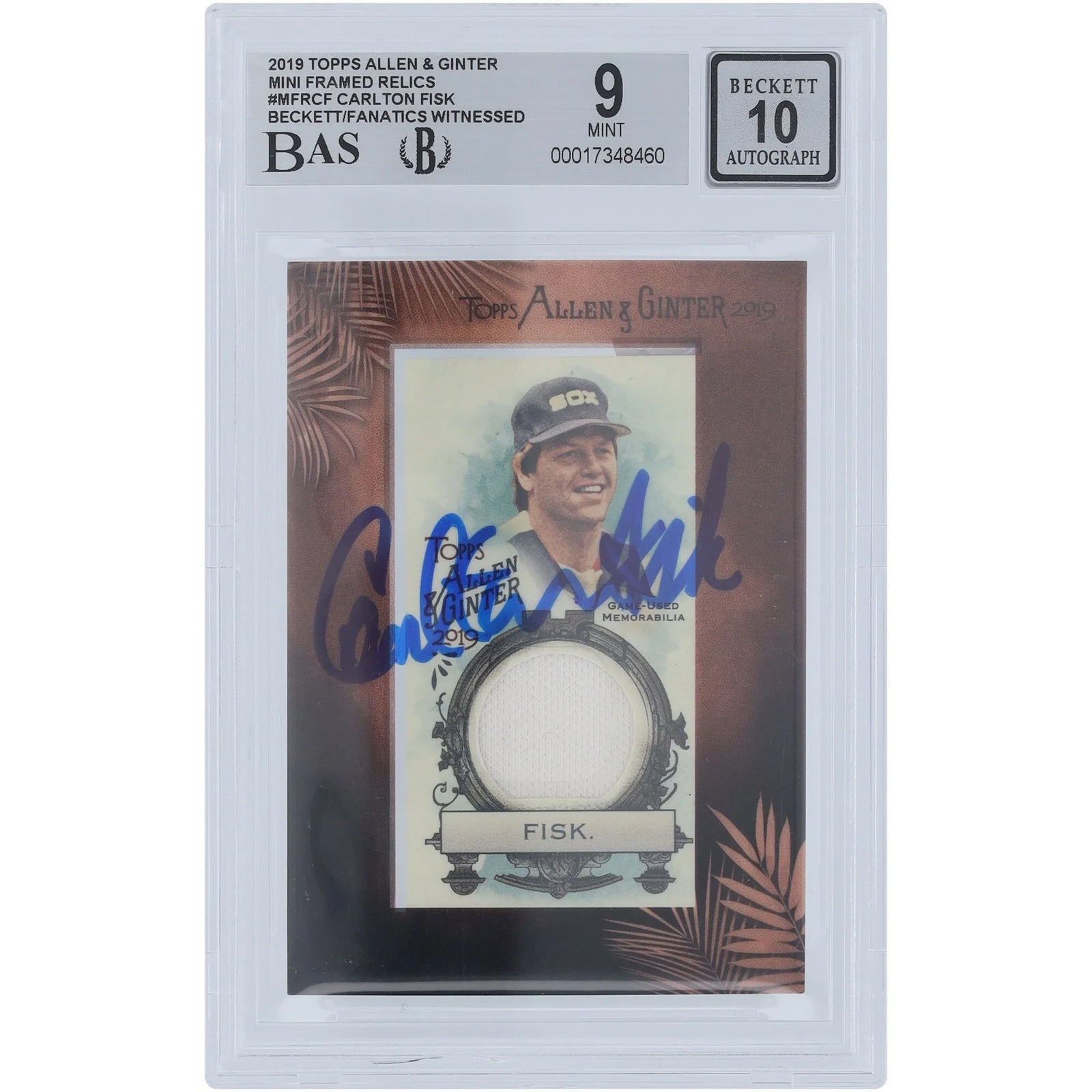 Carlton Fisk Signed 2019 Topps Allen & Ginter Mini Card | Beckett Authenticated 9/10