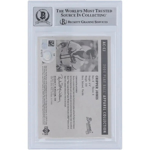 Chipper Jones Signed 2004 Upper Deck Play Ball Relic Card | Beckett Authenticated