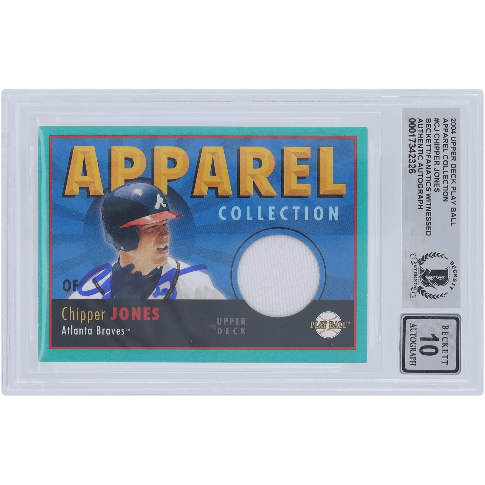 Chipper Jones Signed 2004 Upper Deck Play Ball Relic Card | Beckett Authenticated