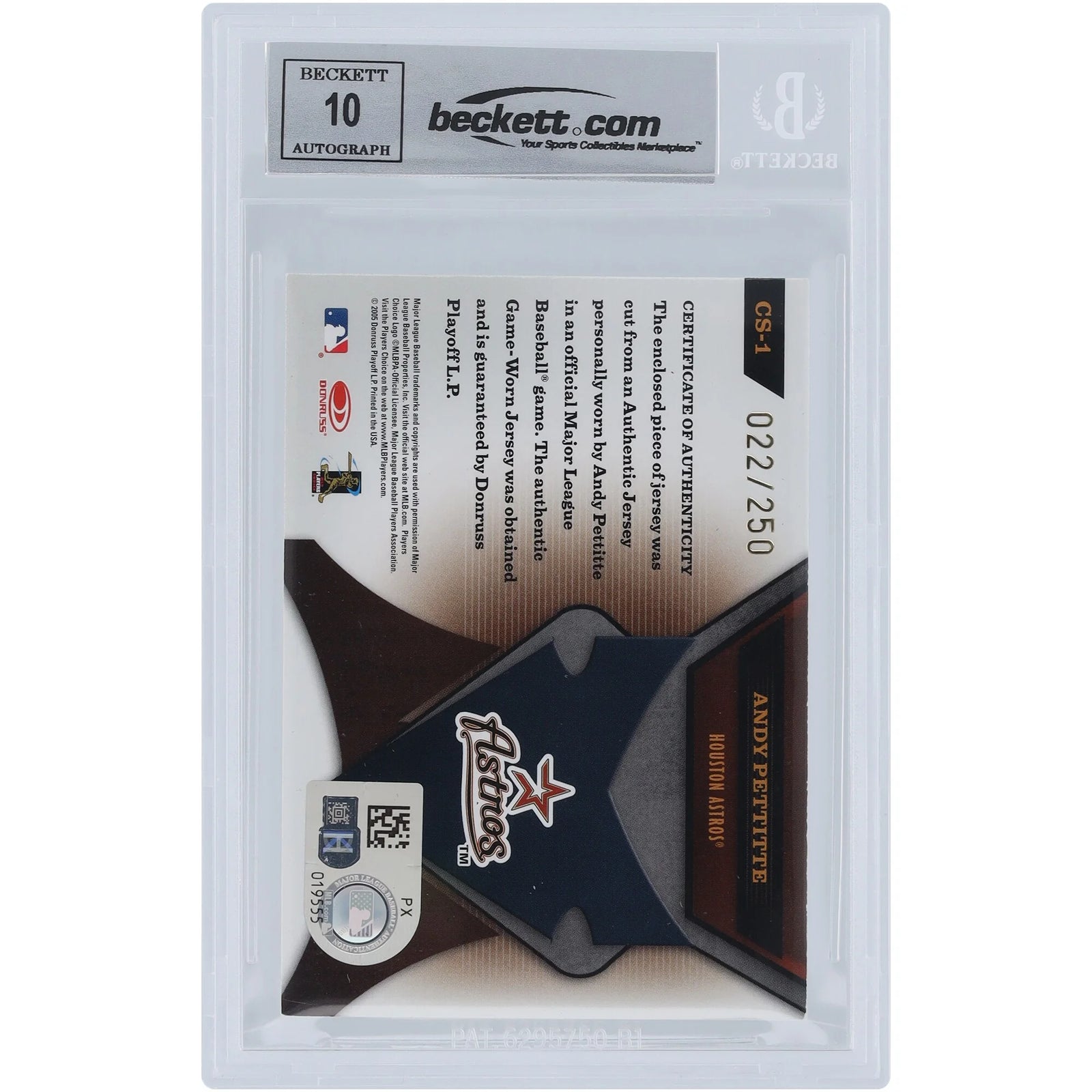 Andy Pettitte Signed 2005 Donruss Leaf Certified Skills Relic Card | Graded 10