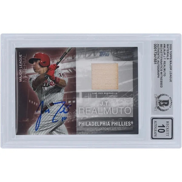 J.T. Realmuto Signed 2020 Topps Major League Materials Bat Relic Card | Graded 10