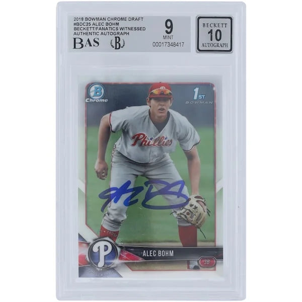 Alec Bohm Signed 2018 Bowman Chrome Draft #BDC-25 Card | Beckett Graded 9