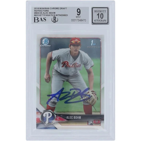 Alec Bohm Signed 2018 Bowman Chrome Draft Refractors #BDC-25 | Graded 9