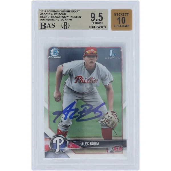 Alec Bohm Signed 2018 Bowman Chrome Draft #BDC-25 | Graded 9.5