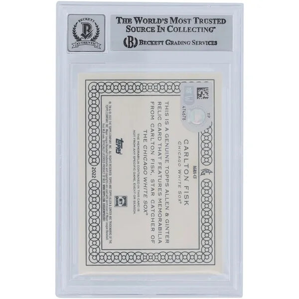 Carlton Fisk Signed 2022 Topps Allen & Ginter Relics Card | Beckett Authenticated