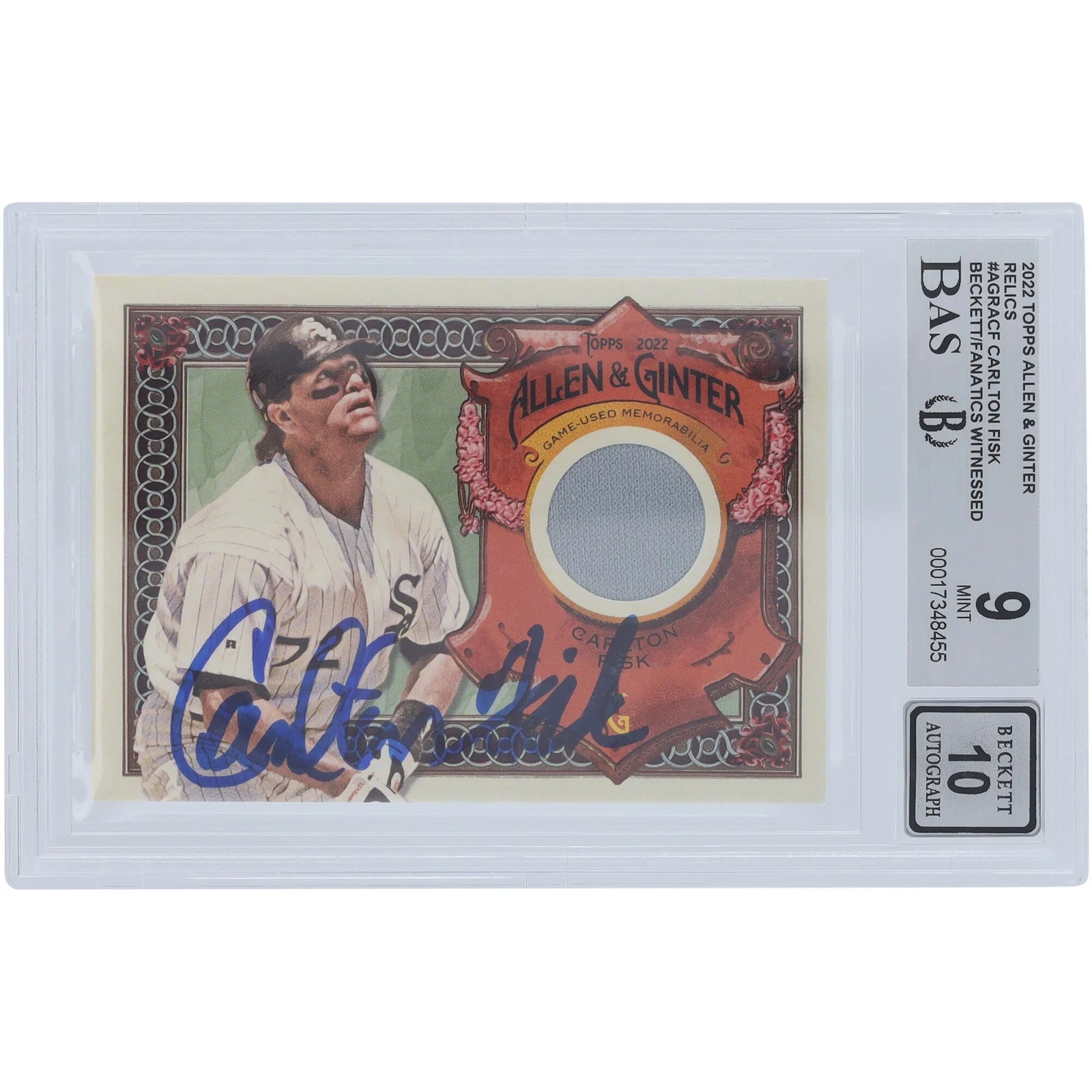 Carlton Fisk Signed 2022 Topps Allen & Ginter Relics Card | Beckett Authenticated