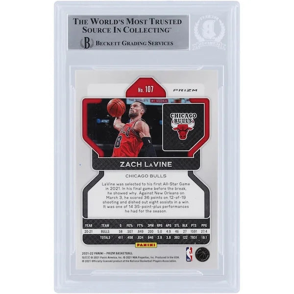 Zach LaVine Signed 2021-22 Panini Prizm Silver Prizms #107 | Beckett Authenticated