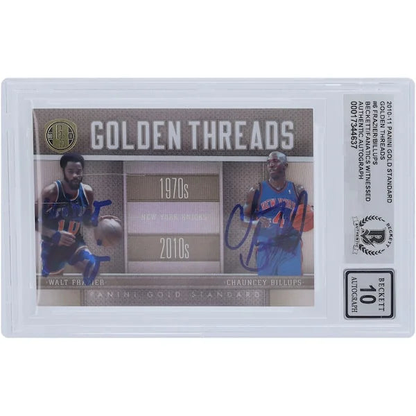 Walt Frazier and Chauncey Billups Signed 2010-11 Panini Gold Standard #6 Card | Graded 10