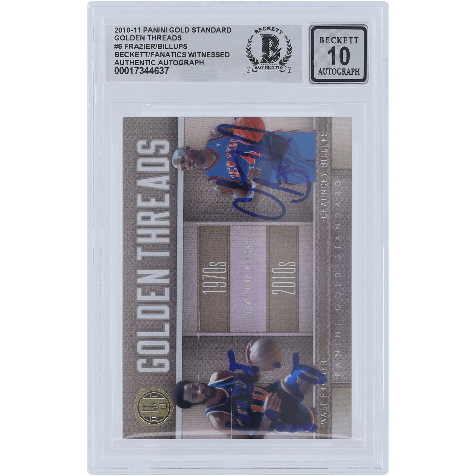 Walt Frazier and Chauncey Billups Signed 2010-11 Panini Gold Standard #6 Card | Graded 10