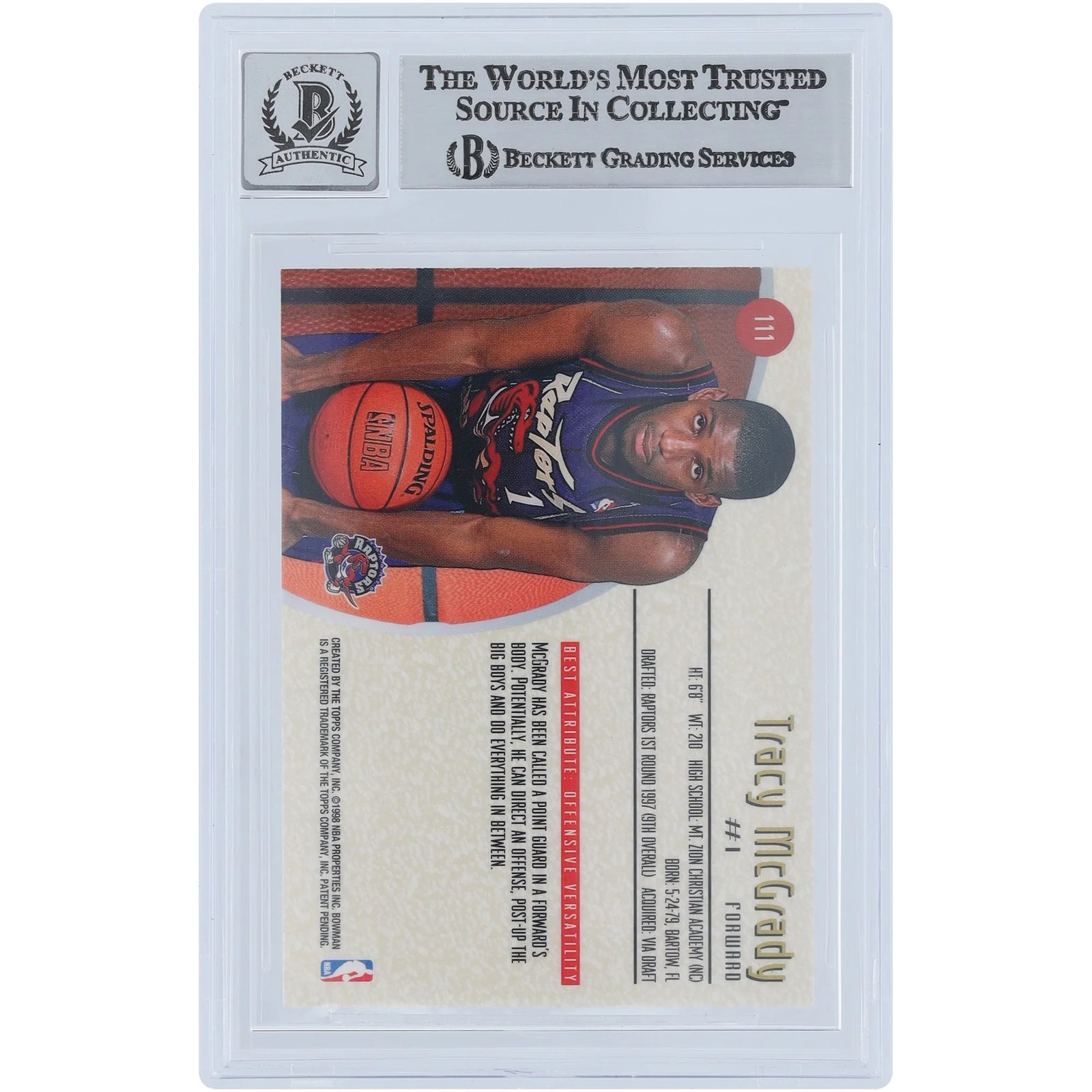 Tracy McGrady Signed 1997-98 Bowman's Best #111 Rookie Card | HOF 17 Inscription