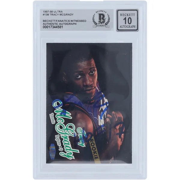 Tracy McGrady Signed 1997-98 Fleer Ultra #138 Rookie Card | Beckett 10 with HOF 17 Inscrip