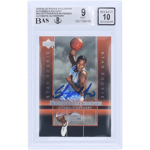 Carmelo Anthony Signed 2003-04 Upper Deck Rookie Exclusive #3 | Graded 9