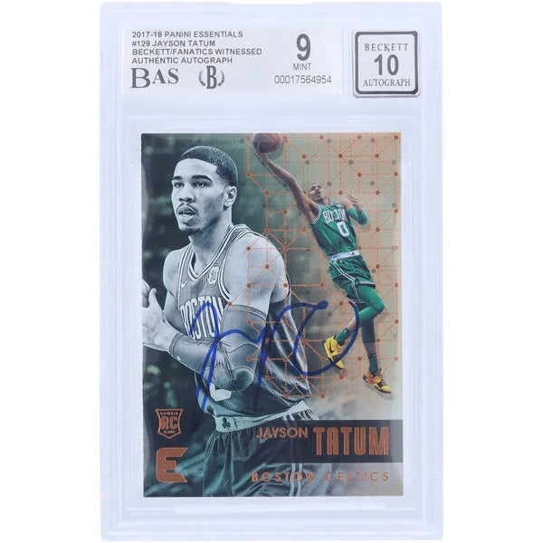 Jayson Tatum Signed 2017-18 Panini Essentials Rookie Card #129 | Beckett Graded 9