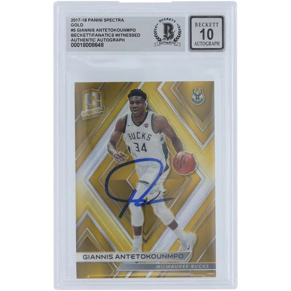 Giannis Antetokounmpo Signed 2017-18 Panini Spectra Gold Card | #3/10