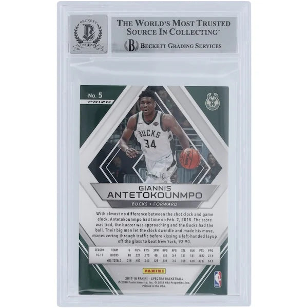 Giannis Antetokounmpo Signed 2017-18 Panini Spectra Gold Card | #3/10