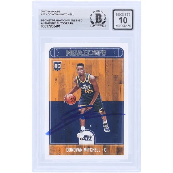 Donovan Mitchell Signed 2017-18 Panini Hoops #263 Rookie Card | Beckett Graded 10