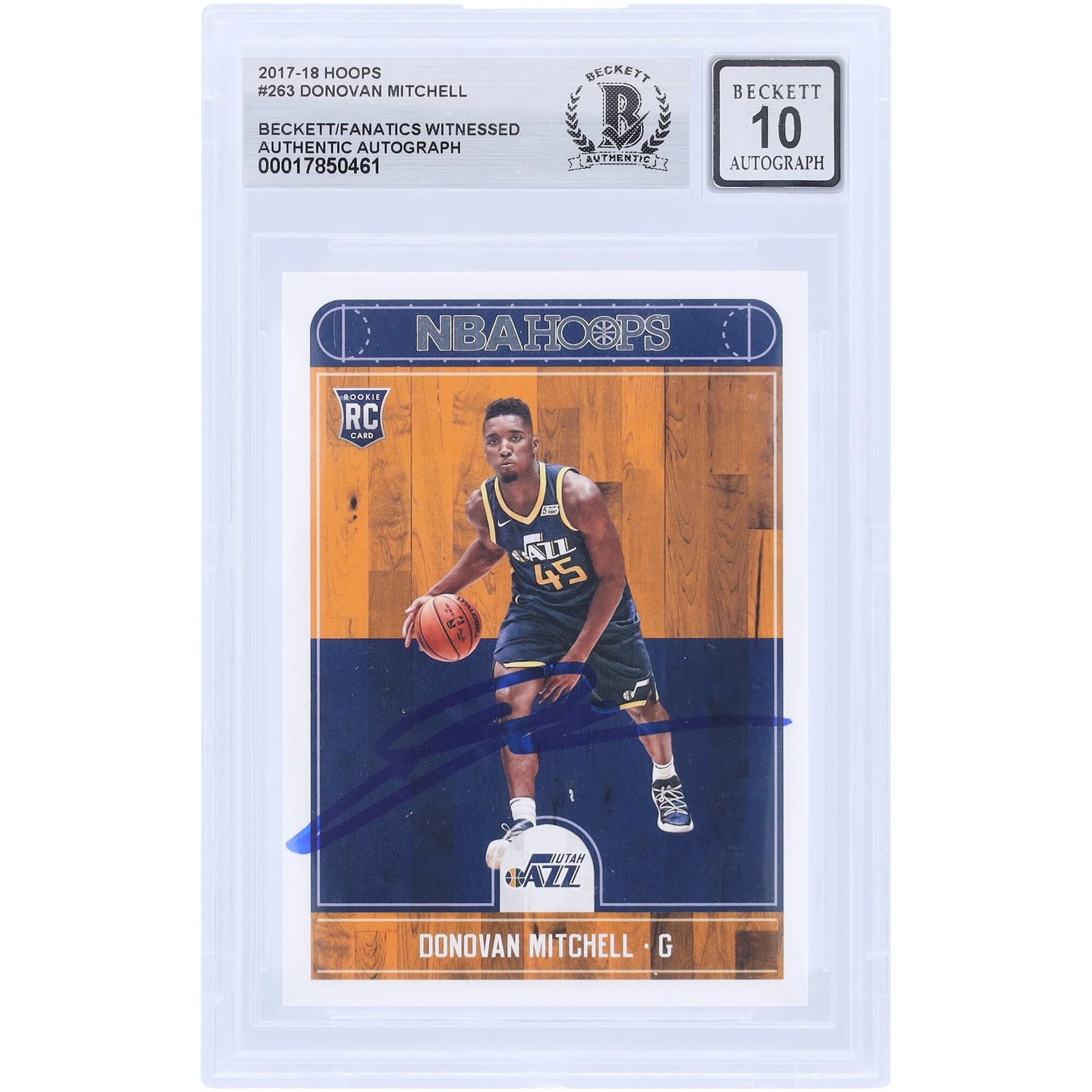 Donovan Mitchell Signed 2017-18 Panini Hoops #263 Rookie Card | Beckett Graded 10