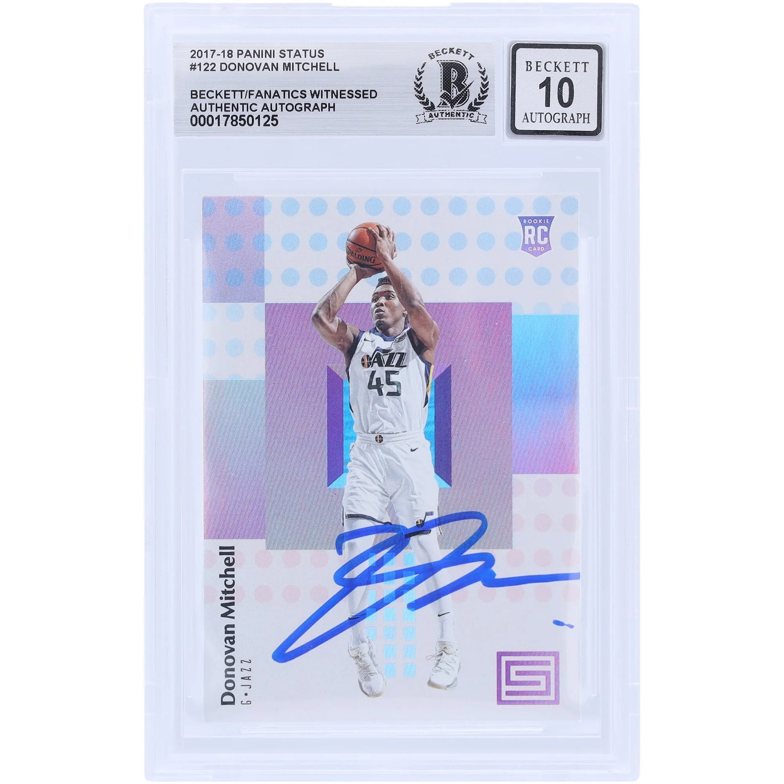 Donovan Mitchell Signed 2017-18 Panini Status #122 Rookie Card | Grade 10