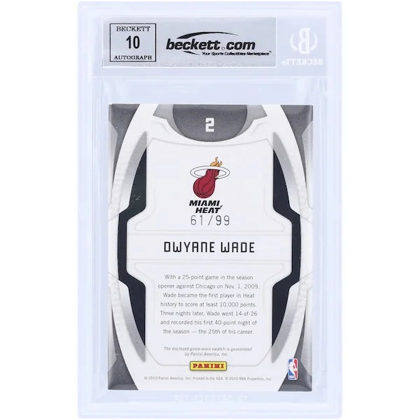 Dwyane Wade Signed 2009-10 Panini Certified Gold Card | #2/99 Graded 10