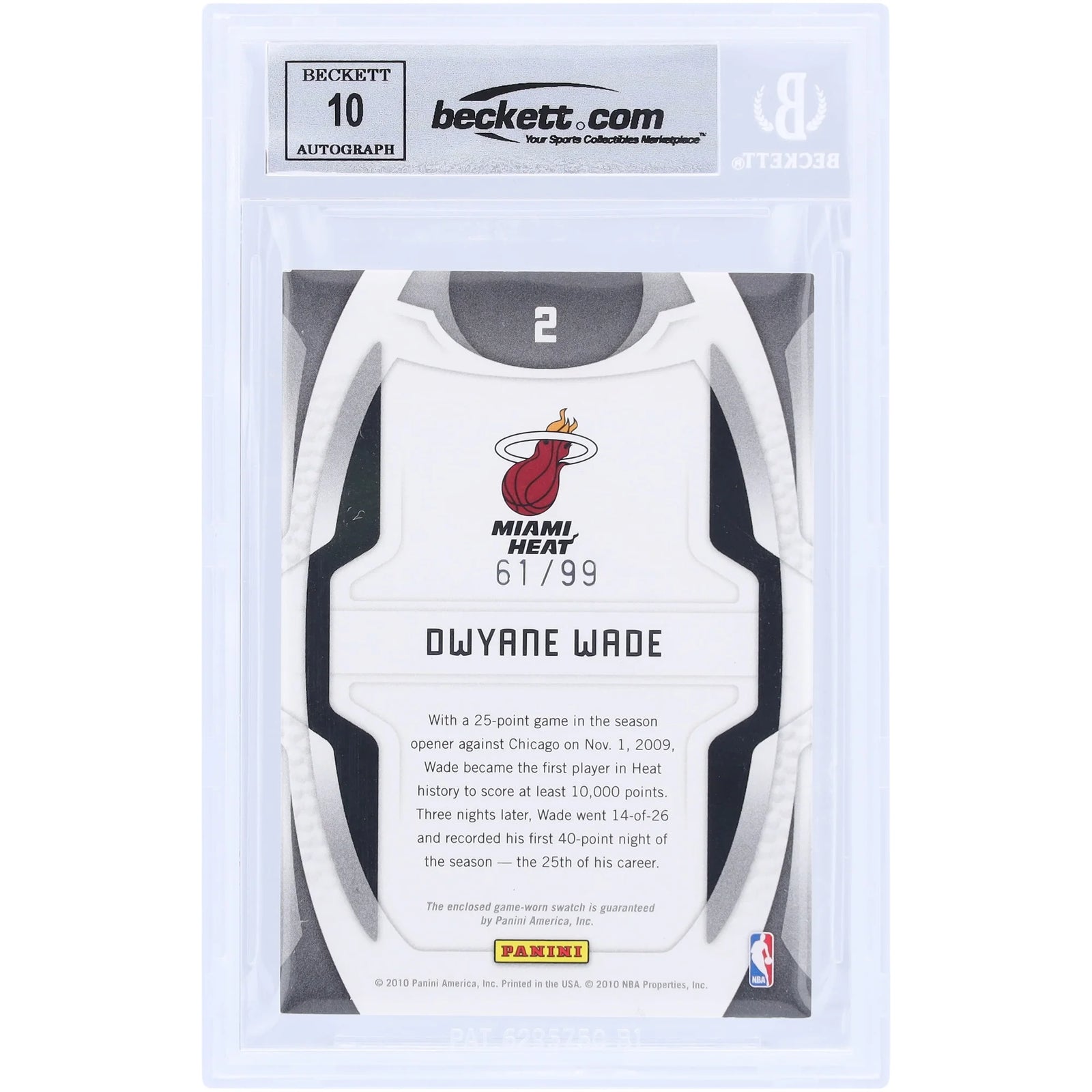 Dwyane Wade Signed 2009-10 Panini Certified Gold Card | #2/99 Graded 10