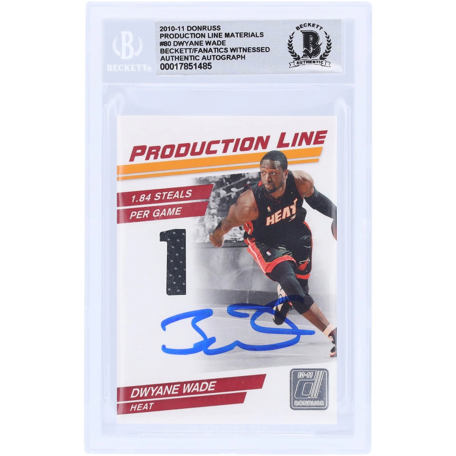 Dwyane Wade Signed 2010-11 Panini Donruss Production Line #80 Card | Beckett 10