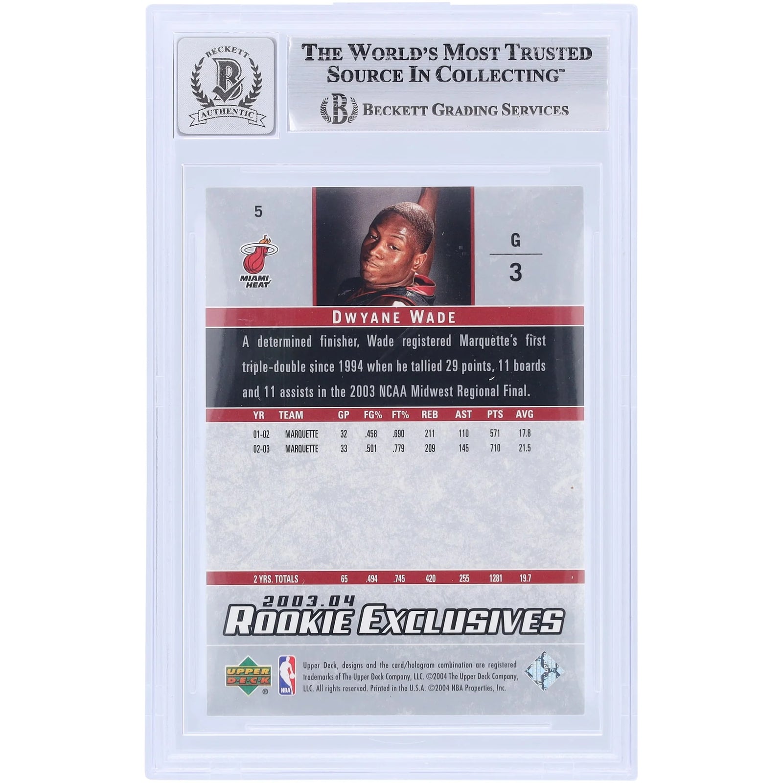 Dwyane Wade Signed 2003-04 Upper Deck Rookie Card #5 | HOF 23 Inscription