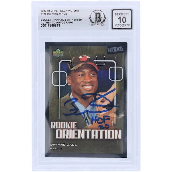 Dwyane Wade Signed 2003-04 Upper Deck Victory Rookie #105 Card | Graded 10 with HOF 23 Ins