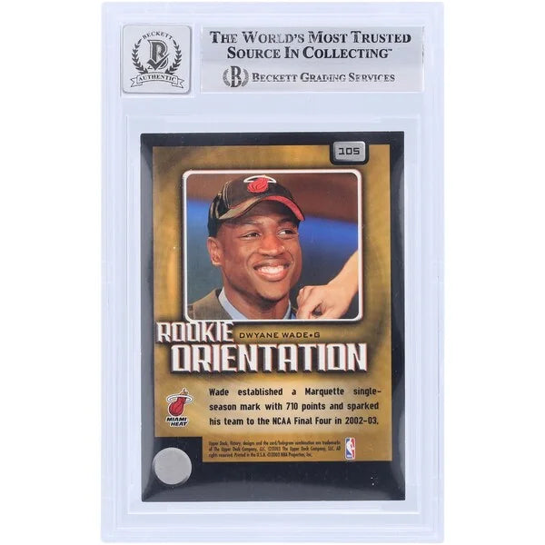 Dwyane Wade Signed 2003-04 Upper Deck Victory Rookie #105 Card | Graded 10 with HOF 23 Ins
