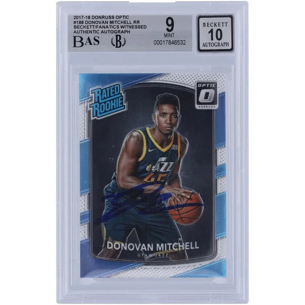 Donovan Mitchell Signed 2017-18 Panini Donruss Optic #188 Rookie Card | Beckett Authentica