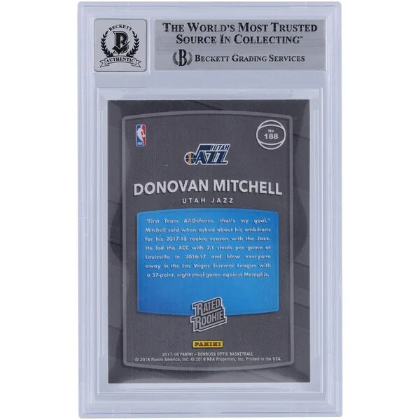 Donovan Mitchell Signed 2017-18 Panini Donruss Optic #188 Rookie Card | Beckett Authentica