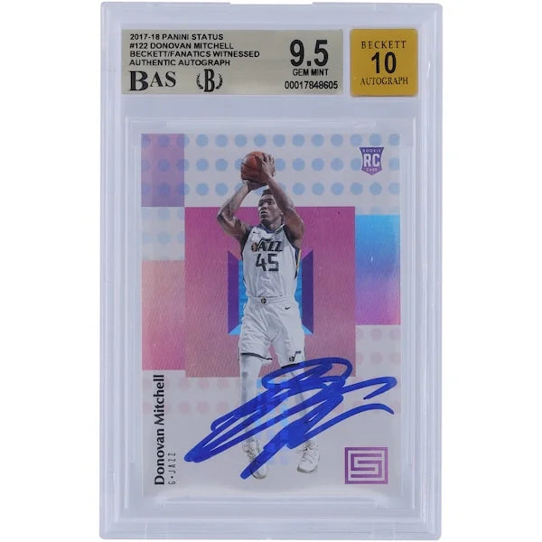 Donovan Mitchell Signed 2017-18 Panini Status #122 Rookie Card | Graded 9.5