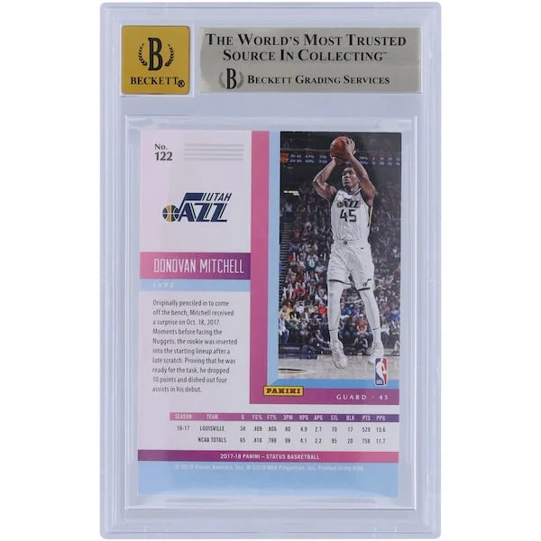 Donovan Mitchell Signed 2017-18 Panini Status #122 Rookie Card | Graded 9.5
