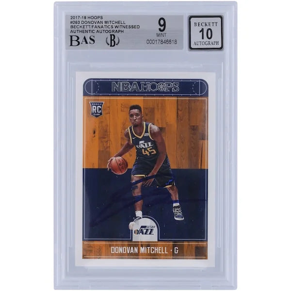Donovan Mitchell Signed 2017-18 Panini Hoops #263 Rookie Card | Beckett Authenticated 9/10