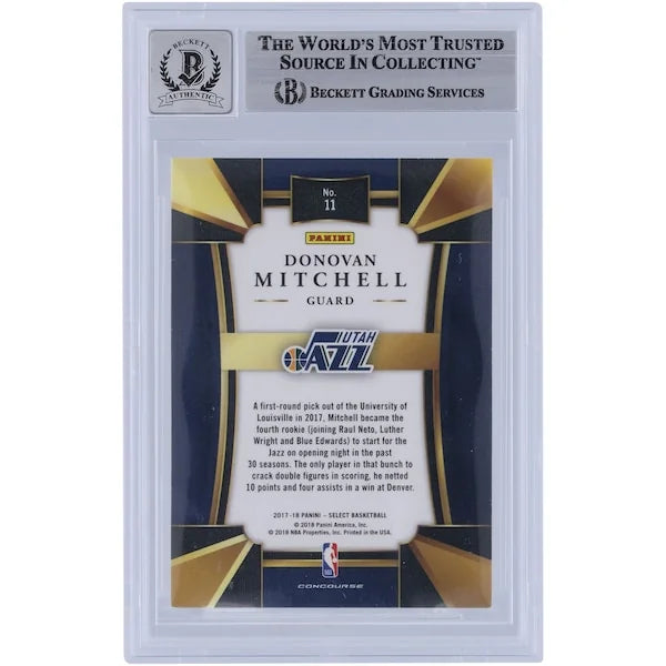 Donovan Mitchell Signed 2017-18 Panini Select #11 Rookie Card | Beckett 9