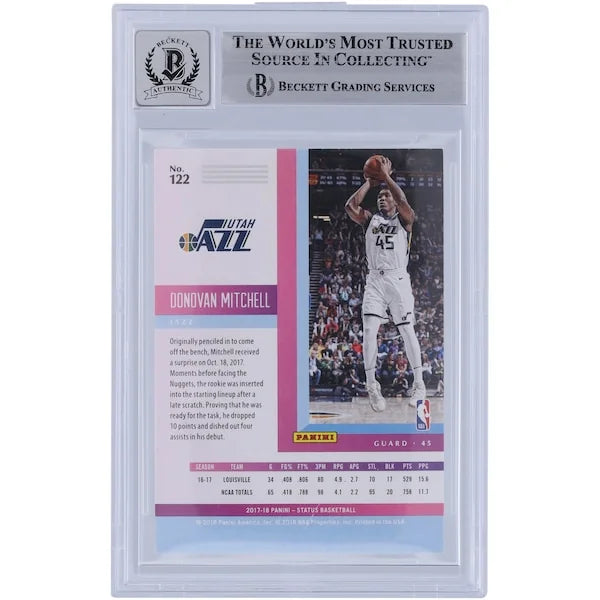 Donovan Mitchell Signed 2017-18 Panini Status #122 Rookie Card | Beckett Authenticated