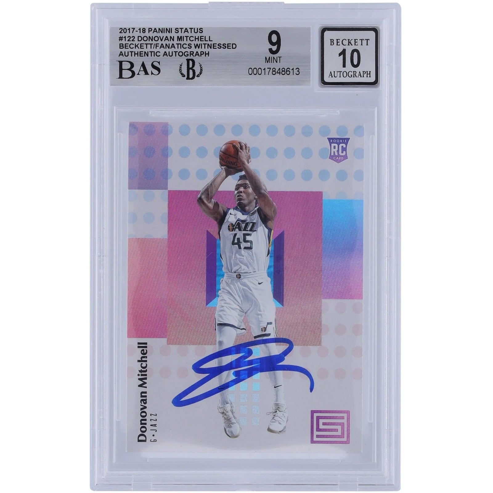 Donovan Mitchell Signed 2017-18 Panini Status #122 Rookie Card | Beckett Authenticated